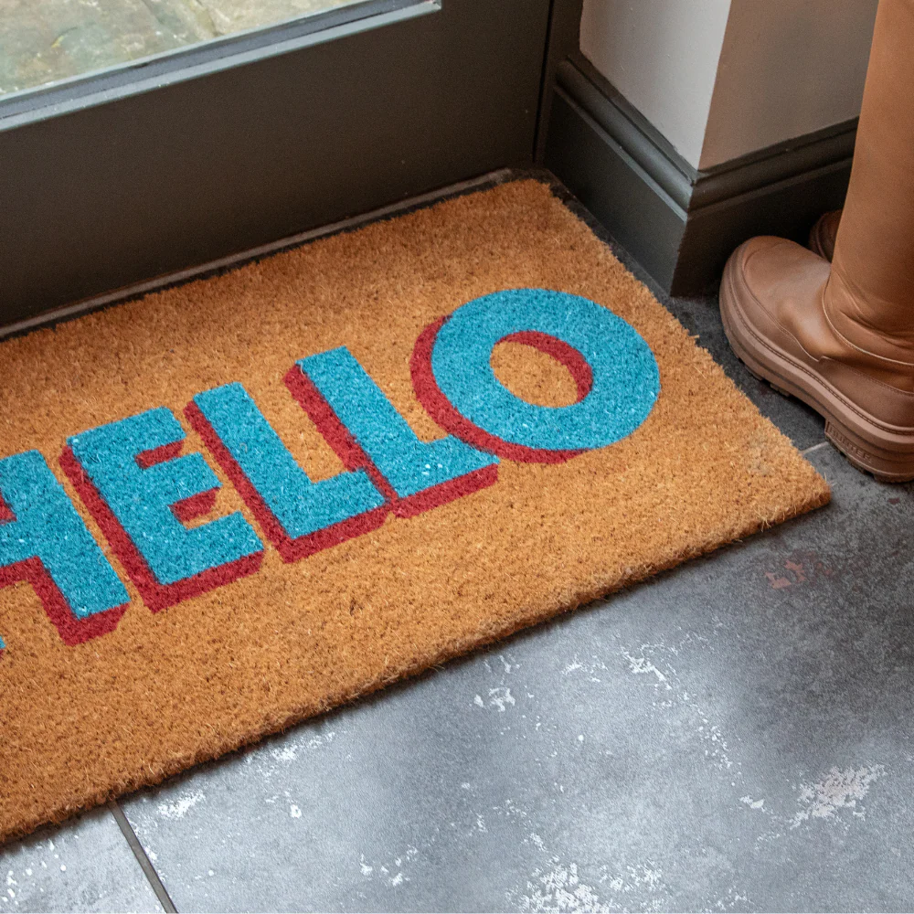 Printed Novelty Colourful Hello Sign Coir Door Mat 45cm x 75cm - Indoor and Sheltered Outdoor Use - Image 3