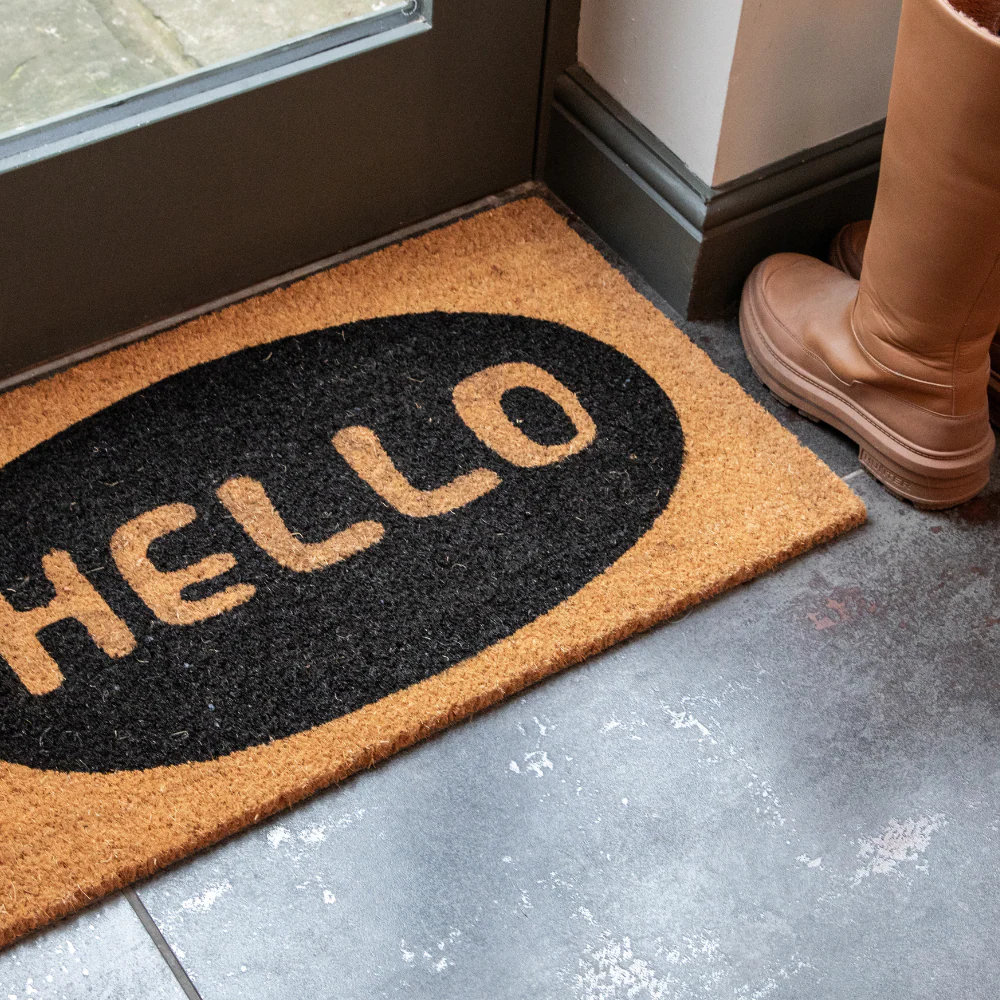 Printed Novelty Hello Coir Door Mat 45cm x 75cm - Indoor and Sheltered Outdoor Use - Image 3