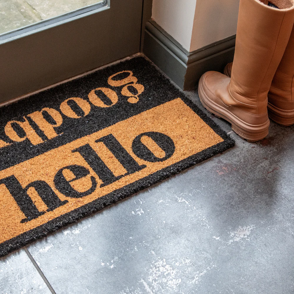 Printed Novelty Hello/Goodbye Coir Door Mat 45cm x 75cm - Indoor and Sheltered Outdoor Use - Image 3
