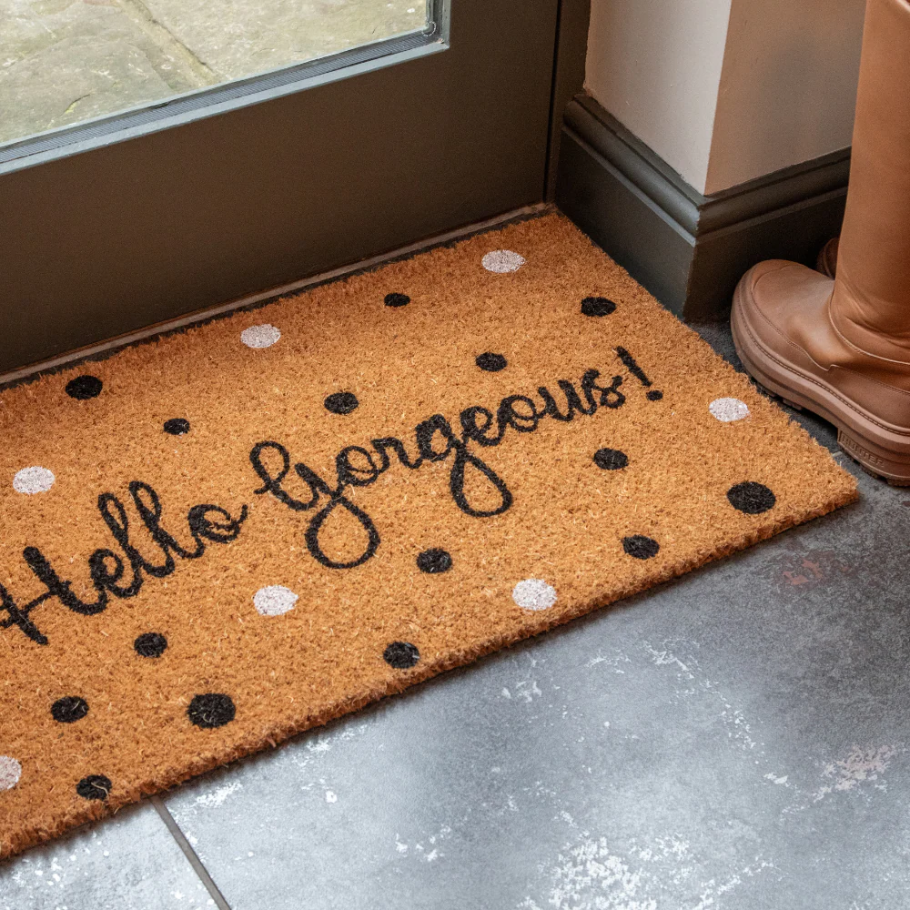 Printed Novelty Hello Gorgeous Sign Coir Door Mat 45cm x 75cm - Indoor and Sheltered Outdoor Use - Image 3