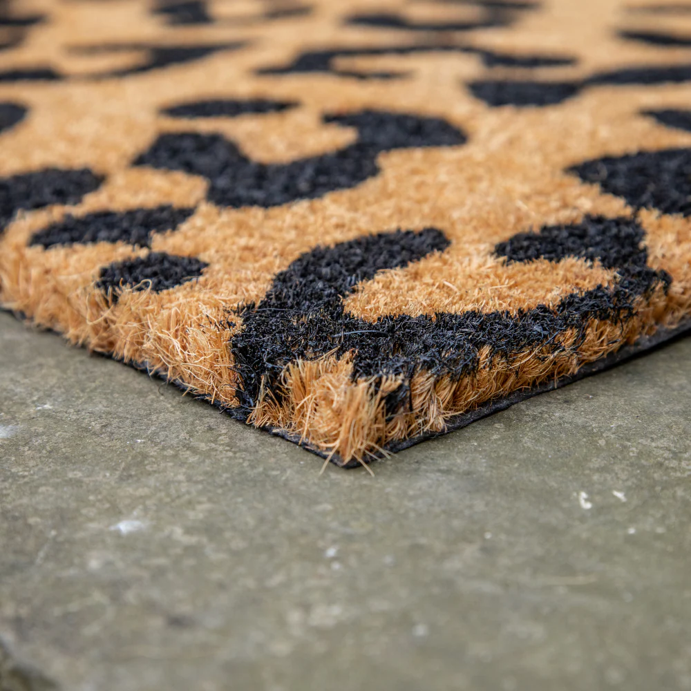 Printed Novelty Leopard Print Coir Door Mat 45cm x 75cm - Indoor and Sheltered Outdoor Use - Image 2
