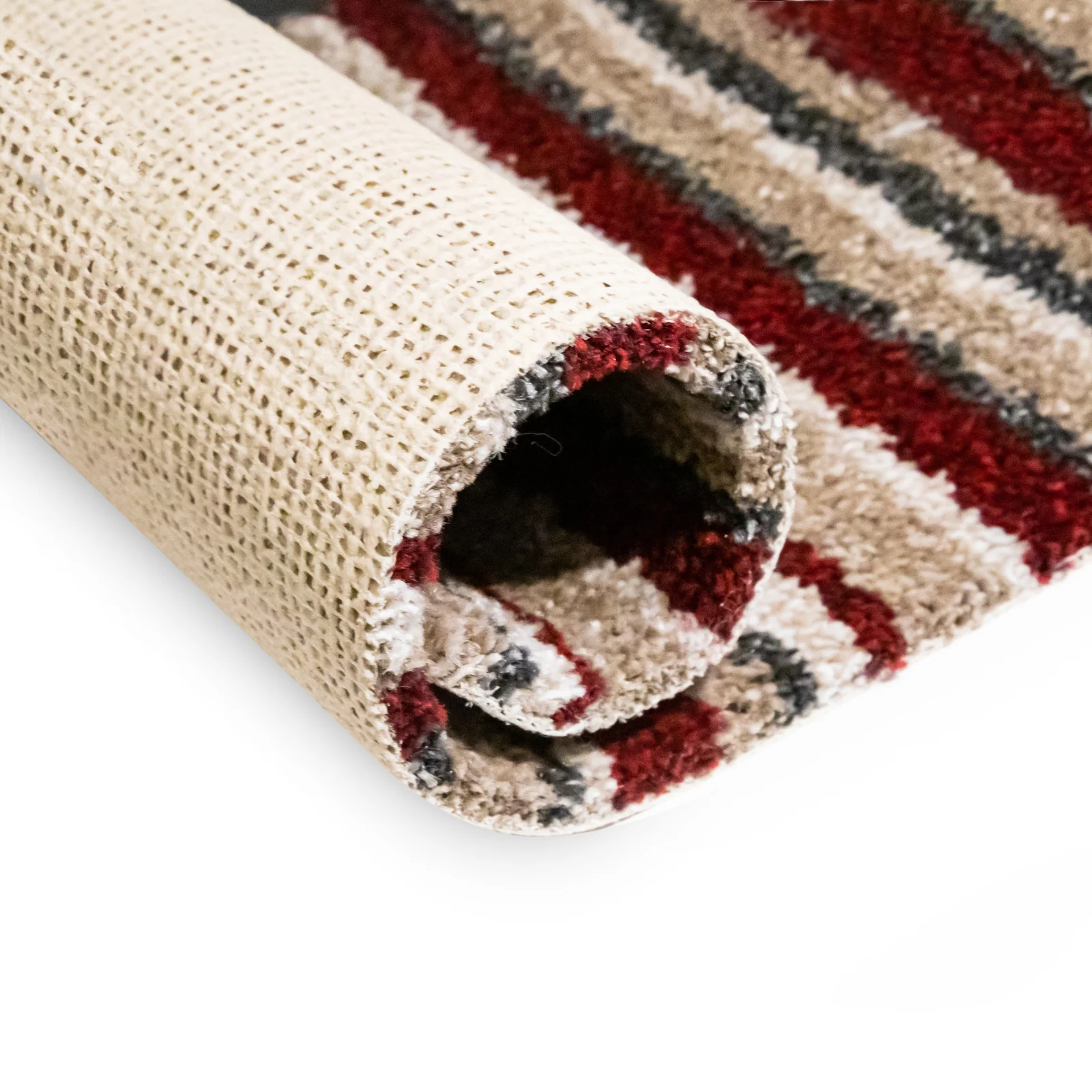 Red Stripy Strawberry Laces Shade Luxury Thick Soft Saxony Carpet - Image 3