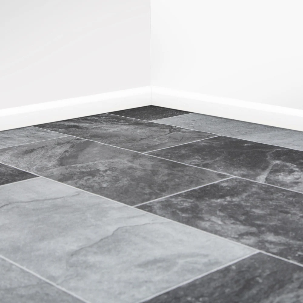 Storm Tile Vinyl Lino Flooring 2m & 4m Width Kitchen Bathroom Flooring